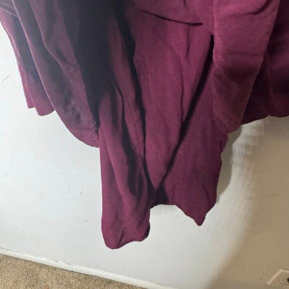 Vince Burgundy Sheer Sleeve Tunic Blouse Size 4 Long Sleeve Boho Chic - Picture 4 of 12